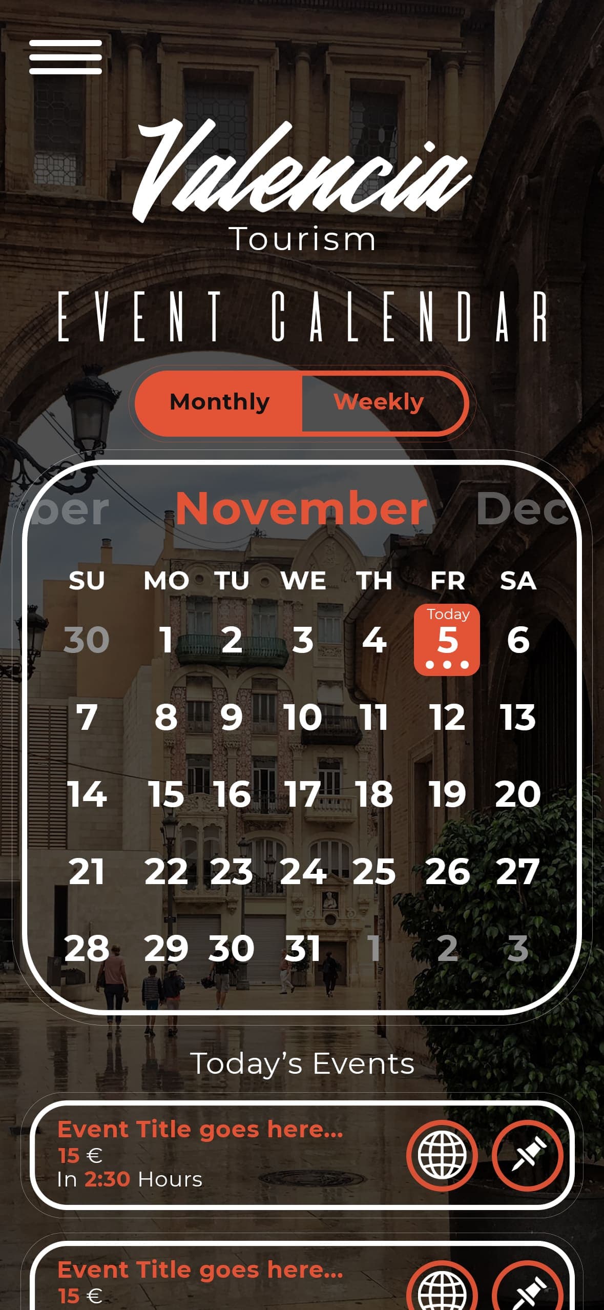 Valencia App - Events Calendar